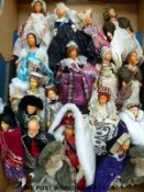 Seventeen Penny Nesbit historical costume dolls and two bisque headed dolls