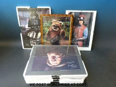 Nine signed Star Wars photographs, Dave Prowse, Jeremy Bullock, Peter Mayhew, Kenny Baker,
