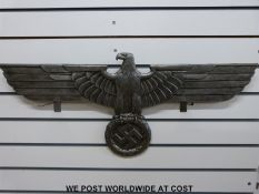 A Nazi German aluminium eagle and swastika marked verso GAL-Mg-Si APAC, likely ex building,