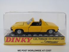 Dinky Toys diecast model VW / Porsche 914 Sports Car, 208, with yellow body and black interior,