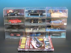 Twelve DC Comics diecast model Batmobiles, all in original display boxes,