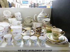 A large quantity of florally decorated tea ware including Hammersley, Gratton 'Malvern',