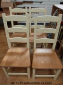 Four beech and painted chairs
