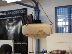 Two glass hanging lamp shades