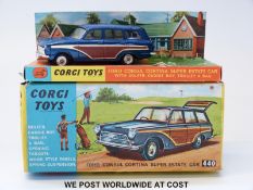 Corgi Toys diecast model Ford Consul Cortina Super Estate Car, 440, with metallic dark blue body,