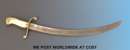 A short curved Naval sword or dirk with chequered ivory handle (length overall 58.