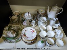 A collection of tea ware including Wedgwood Caroline, Wedgwood Ice Rose, Grafton Malvern, Copeland,