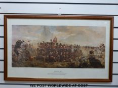 A military print 'Quatre Bras', 1815,