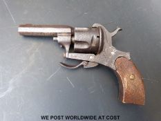 A 7mm pin fire live shot pocket revolver with engraved decoration, folding trigger and 2.
