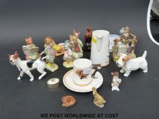 A collection of ceramics including Royal Albert, Doulton, Beswick, Beatrix Potter,