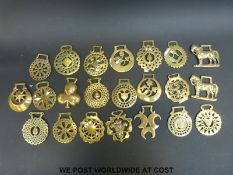 Approximately 20 late 19thC / early 20thC and later horse brasses including examples with acorn