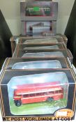 Nine Corgi Original Omnibus Collection (OOC) and Exclusive First Editions (EFE) diecast model buses,
