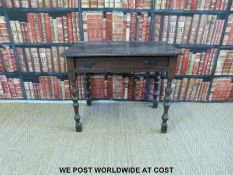 An 18th/19thC country oak table with single drawer (W86 D56 H71)