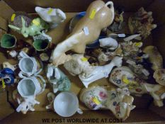 A collection of various ceramic figures, animals etc to include USSR, Sue Wells, Nao,