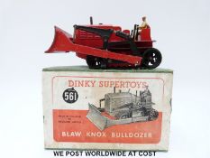 Dinky Supertoys diecast model Blaw Knox Bulldozer, 561, with red body and black hubs and tracks,