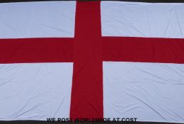 A large (680cm x 337cm) St George's flag made for raising from the Auckland Harbour Bridge on