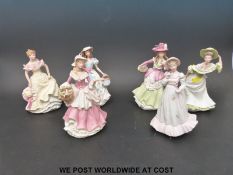 Six Wedgwood figurines to include Lily, Rose,