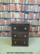 A 19thC stained pine chest of three drawers (W66 D63 H87)
