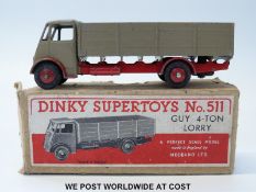 Dinky Supertoys diecast model Guy 4-ton Lorry, 511, with fawn cab and back and red chassis,