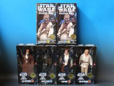 Six Kenner Star Wars Collectors Series figures, Darth Vader signed to front by Dave Prowse,