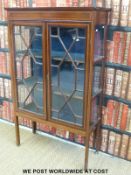 An Edwardian inlaid astragal glazed display cabinet (W87 D37 H145)