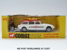 Corgi Toys diecast model Citroen Safari Alpine Rescue Car, 513, with white and red car, skis,