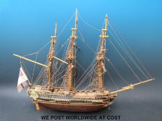 A scratch built model of a galleon,