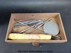 A doctor's four-drawer leather portable chest,