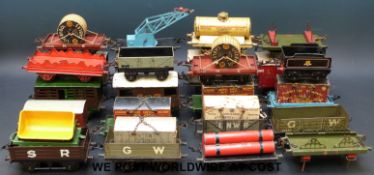Over twenty Hornby 0 gauge wagons, vans,
