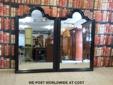 A pair of black framed mirrors (160 x 100cm overall)