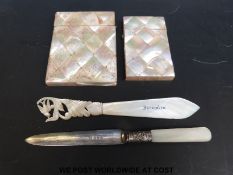 Two mother of pearl card cases,