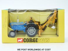 Corgi Toys diecast model Ford 5000 Super Major Tractor, 72, with trenching arm, blue,