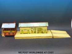 Two Hornby 0 gauge tinplate buildings, No.