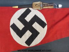 A Nazi German WWII pennant flag with swastika, by repute removed from a German tank,