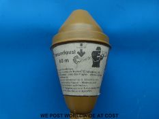 A reproduction Panzer Faust deactivated hand-held single line anti tank weapon