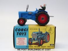 Corgi Toys diecast model Fordson 'Power Major' Tractor, 60, with blue body and orange plastic hubs,