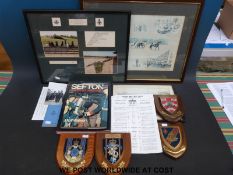 A collection of military ephemera including four plaques comprising 110 Provost Company,