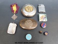 A quantity of badges and other collectables to include Bristol Aircraft buttonhole badge,