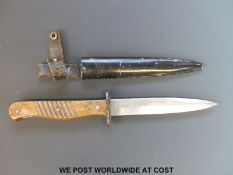 A WWI close combat German trench fighting knife, made by ERN, with 5½ inch clean single edged blade,