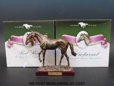 Two Atlas Editions diecast model horses, Red Rum and Secretariat,