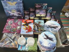 A collection of items to include military collector's plates,