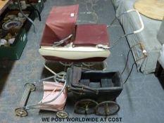 Three vintage doll's prams,
