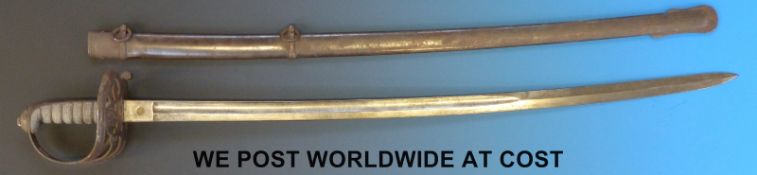 An 1889 pattern sword by Hebbert and Co, London, the blade indistictly etched,