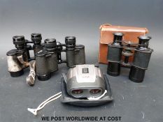 Four pairs of binoculars including Wray etc two with cases