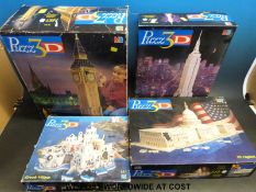 Seventeen Hasbro MB Puzz 3D jigsaw puzzles.
