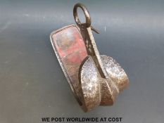 A Japanese Edo period silver wire inlaid and signed abumi or stirrup.