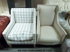 Two upholstered armchairs