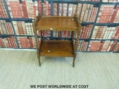 An oak tea trolley with lift out tray-top and an oak wall rack