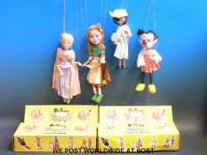 Four Pelham Puppets, Gretel, Old Lady, Cinderella and Minnie Mouse,