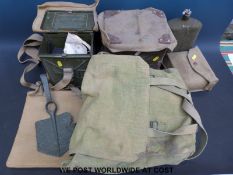 A pair of field signalling lamps with integral Morse keys together with a military bag & webbing